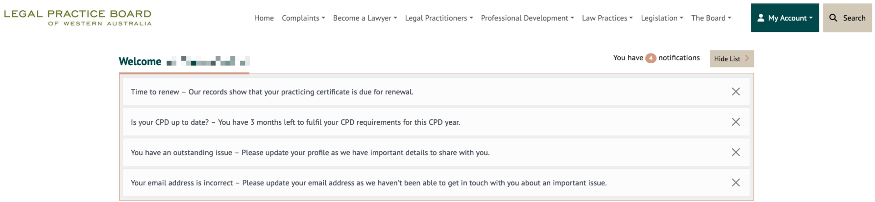 Notifications on the Service Hub